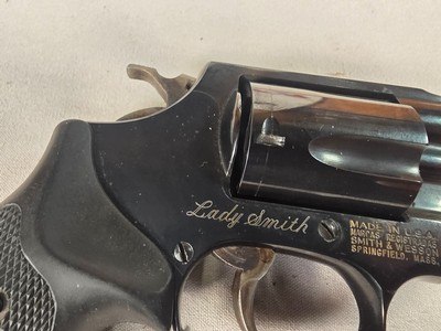 9355Smith and Wesson 36-7, Lady Smith, 38 Smith and Wesson Special, 2” Barrel, Rubber Grips, Blue 5 Shot. More pictures at DawsonsDoubles DOT COM - Image 12 of 12