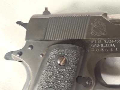 9357Springfield Armory, Model 1911-A1, 45 Caliber, 3 1/2” Barrel, Hogue Grips, Blue, semi auto, More pictures AT DawsonsDoubles DOT COM - Image 14 of 15