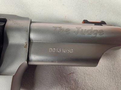 9358Taurus The Judge, 45 LC or 410 Gauge, 3” Barrel, Stainless, Rubber Grips, high viz sights, More pictures at DawsonsDoubles DOT COM - Image 8 of 14