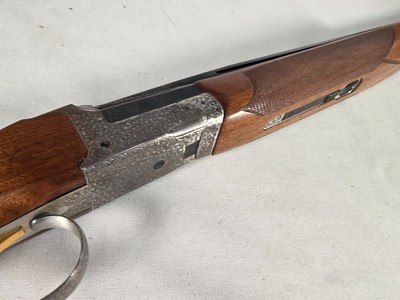 9365Ithaca trap model, 12 gauge, 2 3/4 chamber, vent rib, gold trigger, engraved, pistol grip, butt pad, 34” barrel, 14 1/4 LOP, ful choke single sh - Image 14 of 16