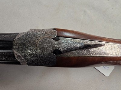 9365Ithaca trap model, 12 gauge, 2 3/4 chamber, vent rib, gold trigger, engraved, pistol grip, butt pad, 34” barrel, 14 1/4 LOP, ful choke single sh - Image 9 of 16