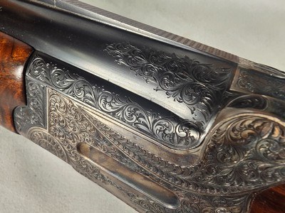 9366 Miroku Model 850, 12 Gauge over and under, Full/Full, Pistol grip, vent rib, 14 LOP, but pad, case color, engraving, gold trigger, 30” barrels, M - Image 8 of 25