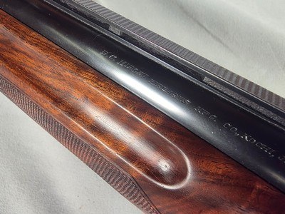 9366 Miroku Model 850, 12 Gauge over and under, Full/Full, Pistol grip, vent rib, 14 LOP, but pad, case color, engraving, gold trigger, 30” barrels, M - Image 9 of 25