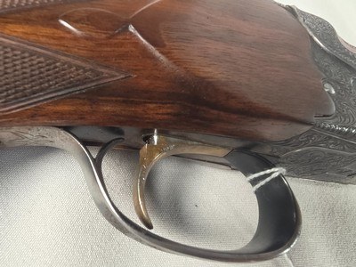 9366 Miroku Model 850, 12 Gauge over and under, Full/Full, Pistol grip, vent rib, 14 LOP, but pad, case color, engraving, gold trigger, 30” barrels, M - Image 23 of 25