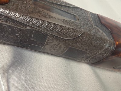 9366 Miroku Model 850, 12 Gauge over and under, Full/Full, Pistol grip, vent rib, 14 LOP, but pad, case color, engraving, gold trigger, 30” barrels, M - Image 22 of 25