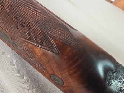 9366 Miroku Model 850, 12 Gauge over and under, Full/Full, Pistol grip, vent rib, 14 LOP, but pad, case color, engraving, gold trigger, 30” barrels, M - Image 12 of 25