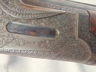 9366 Miroku Model 850, 12 Gauge over and under, Full/Full, Pistol grip, vent rib, 14 LOP, but pad, case color, engraving, gold trigger, 30” barrels, M - Image 21 of 25