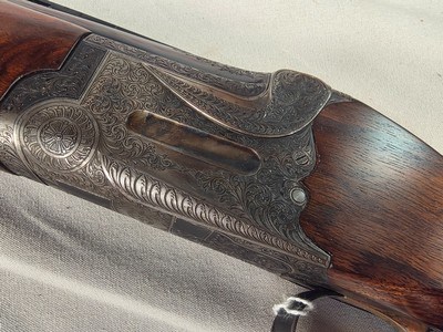 9366 Miroku Model 850, 12 Gauge over and under, Full/Full, Pistol grip, vent rib, 14 LOP, but pad, case color, engraving, gold trigger, 30” barrels, M - Image 2 of 25
