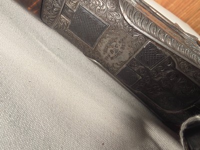 9366 Miroku Model 850, 12 Gauge over and under, Full/Full, Pistol grip, vent rib, 14 LOP, but pad, case color, engraving, gold trigger, 30” barrels, M - Image 13 of 25