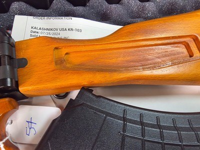 9368Kalashnikov KR 103, 7.62x39, Folding wood stock, 18” barrel, Muzzle break, adjustable sight, 4 mags, paperwork, 12 3/4 LOP, plastic case, More p - Image 8 of 25