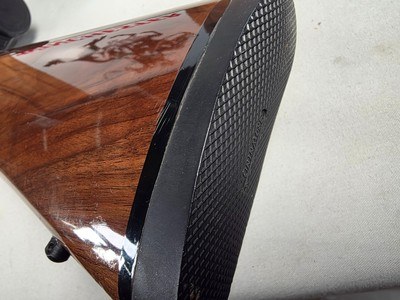 9378Browning safari, Belgium , 375 H+H, 24” barrels, custom checkered stock with cape buffalo, engraved floor plate, cheek piece,Leopold MX8 4x, - Image 3 of 25