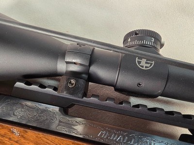 9378Browning safari, Belgium , 375 H+H, 24” barrels, custom checkered stock with cape buffalo, engraved floor plate, cheek piece,Leopold MX8 4x, - Image 14 of 25
