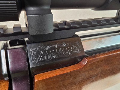 9378Browning safari, Belgium , 375 H+H, 24” barrels, custom checkered stock with cape buffalo, engraved floor plate, cheek piece,Leopold MX8 4x, - Image 21 of 25
