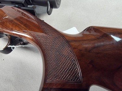 9378Browning safari, Belgium , 375 H+H, 24” barrels, custom checkered stock with cape buffalo, engraved floor plate, cheek piece,Leopold MX8 4x, - Image 5 of 25