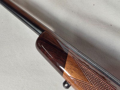 9378Browning safari, Belgium , 375 H+H, 24” barrels, custom checkered stock with cape buffalo, engraved floor plate, cheek piece,Leopold MX8 4x, - Image 11 of 25