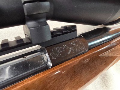 9378Browning safari, Belgium , 375 H+H, 24” barrels, custom checkered stock with cape buffalo, engraved floor plate, cheek piece,Leopold MX8 4x, - Image 20 of 25