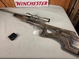 9381Ruger Ranch, Target, 222 Cal, muzzle brake, laminated thumb hole stock, Burris scope 4.5x14x40, 2 mags, More pictures at DawsonsDoubles DOT COM - Image 1 of 25