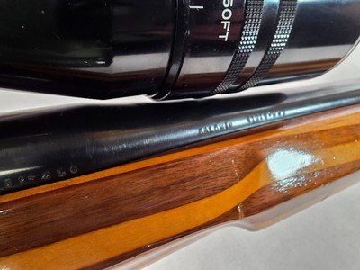 9380 Mauser Model 98 custom, 22-250, 24” barrel, bi pod, laminated stock, light trigger, custom bolt knob, cheek piece, tasco 4x16,More pictures at - Image 20 of 24