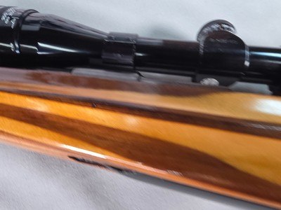 9380 Mauser Model 98 custom, 22-250, 24” barrel, bi pod, laminated stock, light trigger, custom bolt knob, cheek piece, tasco 4x16,More pictures at - Image 9 of 24