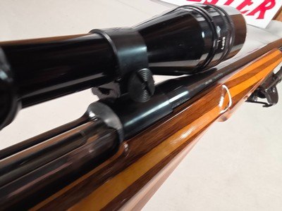 9380 Mauser Model 98 custom, 22-250, 24” barrel, bi pod, laminated stock, light trigger, custom bolt knob, cheek piece, tasco 4x16,More pictures at - Image 18 of 24