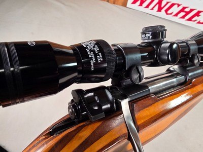 9380 Mauser Model 98 custom, 22-250, 24” barrel, bi pod, laminated stock, light trigger, custom bolt knob, cheek piece, tasco 4x16,More pictures at - Image 19 of 24