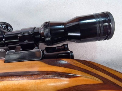 9380 Mauser Model 98 custom, 22-250, 24” barrel, bi pod, laminated stock, light trigger, custom bolt knob, cheek piece, tasco 4x16,More pictures at - Image 7 of 24