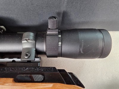 9398Browning X Bolt, 270 Cal, 22” barrel, Rosewood cap, muzzle brake, Leupold 3.5x10x40 , Tiger striped wood, with box, More pictures AT DawsonsDoub - Image 7 of 25