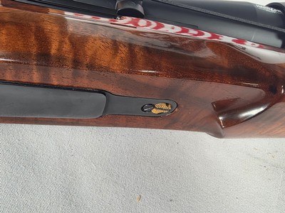9417Mauser 98 Custom, 240 cal mag, rosewood cap, cheek piece, Hardline crimson trace 4x12x40, thumb hole stock, More pictures at DawsonsDoubles Dot - Image 19 of 25