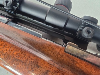 9417Mauser 98 Custom, 240 cal mag, rosewood cap, cheek piece, Hardline crimson trace 4x12x40, thumb hole stock, More pictures at DawsonsDoubles Dot - Image 6 of 25