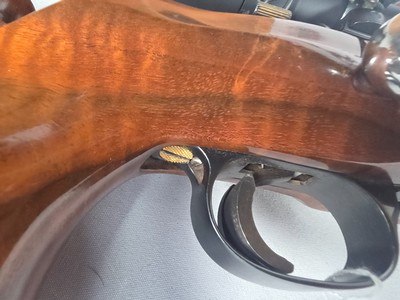 9417Mauser 98 Custom, 240 cal mag, rosewood cap, cheek piece, Hardline crimson trace 4x12x40, thumb hole stock, More pictures at DawsonsDoubles Dot - Image 22 of 25