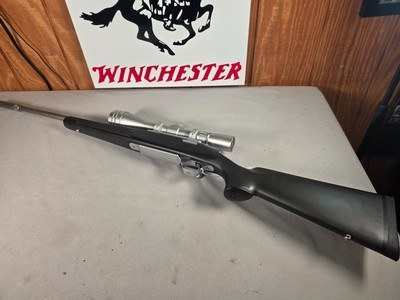 9407Browning Stalker A-bolt, 30-06, 22 “ Barrel, with muzzle brake, stainless, sight Tron Pn2 4x16x40, as new, More pictures at DawsonsDoubles DOT C