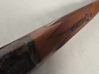 9436 Merkel Custom one of a kind, 12 gauge, scalloped receiver, cocking indicator,full/full fixed chokes, cheek piece, sling swivels, ejectors, gree - Image 25 of 25