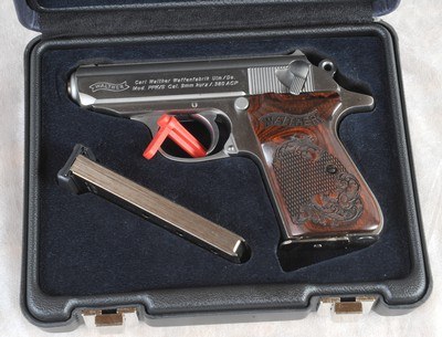 Walther PPK/S Inox .380 pistol with box, 2 mags, custom grips, holster, etc