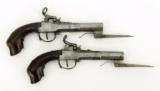 Pair of German? Percussion spring bayonet pistols (AH3571) - 3 of 10