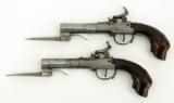 Pair of German? Percussion spring bayonet pistols (AH3571) - 2 of 10