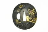 Kinko Tsuba Warrior by River with Oni (MGJ43) - 1 of 4