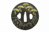 Iron Tsuba Foliage Motif with Figures (MGJ46) - 2 of 2