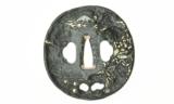 "Iron Tsuba Country Scene with Mountain Fuji and Village signed (MGJ57)" - 1 of 2
