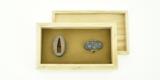 Kinko Fuchi-Kashira in Shakudo Nanako designed with a beach strewn with shells and silver highlights (MGJ118) - 1 of 6
