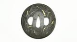 "Iron Tsuba Foliage with gold highlights (MGJ96)" - 2 of 2