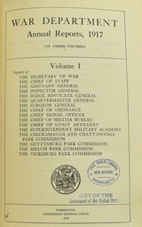 "Book:" War Department Annual Reports 1917, Vol. 1" (BK391)" - 1 of 3