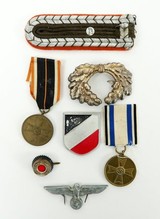 Lot of Miscellaneous Nazi Cap Devices, Shoulder Boards (Police), and Medal (MM889) - 1 of 1
