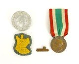 "Mussolini Tinnie, Vittorio Commemorative Medal, Uniform Patch, & Collar Device (MM779)" - 1 of 2