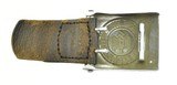 German WWII Wermachtt Gott Mit Uns Aluminum Belt Buckle with Leather Tag (MM1224) - 1 of 3