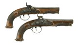 Pair of Unmarked German Percussion Travelers Pistols.(AH5389) - 1 of 12