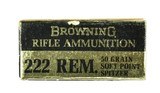 Vintage Browning .222 Remington Caliber Ammunition (MIS1269) - 1 of 2