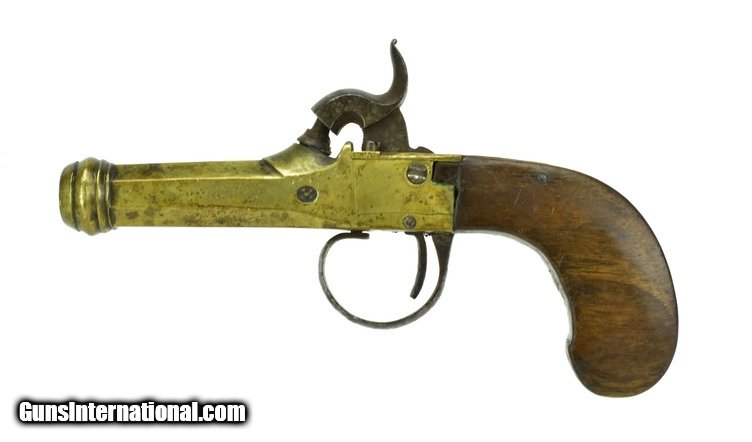 Belgian Brass Barrel Boxlock Percussion Pistol (AH5256)