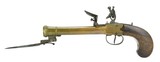 "Belgian, Liege Flintlock Pistol with Spring Bayonet (AH5569)" - 1 of 6
