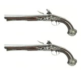 Pair of Georgian Period Silver Mounted English Officers Pistols by Griffin & Tow of London (AH5628) - 1 of 10