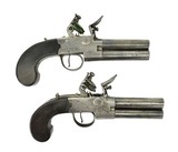Pair of English Tap Action Over/Under Barrels Flintlock Pistols (AH5646) - 1 of 10
